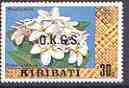 Kiribati 1981 Official - Frangipani 30c with wmk optd OKGS unmounted mint, SG O6*, stamps on flowers