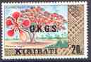 Kiribati 1981 Official - Flamboyant Tree 20c with wmk optd OKGS unmounted mint, SG O5*, stamps on flowers, stamps on trees, stamps on 