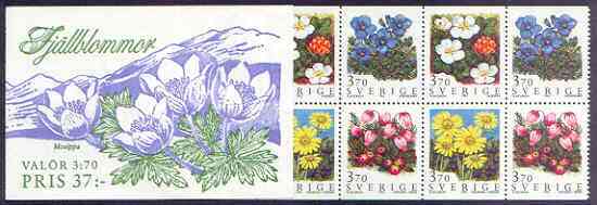 Sweden 1995 Mountain Flowers 37k booklet complete and pristine, SG SB 480, stamps on flowers