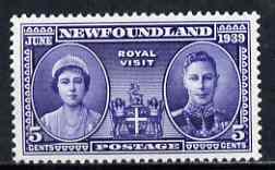 Newfoundland 1939 KG6 Royal Visit 5c unmounted mint, SG 272, stamps on royalty, stamps on royal visit, stamps on  kg6 , stamps on 
