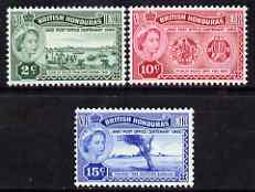 British Honduras 1960 Post Office Centenary perf set of 3 unmounted mint, SG 191-93, stamps on post offices, stamps on 