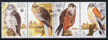 Malta 1991 WWF - Endangered Species (Birds of Prey) perf set of 4 fine used, SG 898-901, stamps on birds, stamps on birds of prey, stamps on wwf, stamps on falcons, stamps on kestrels, stamps on buzzards, stamps on  wwf , stamps on 
