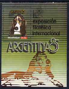 Nicaragua 1985 Argentina '85 Stamp Exhibiton (Dogs) perf m/sheret unmounted mint, stamps on stamp exhibitions, stamps on dogs