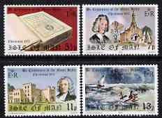 Isle of Man 1975 Christmas & Bicentenary of Manx Bible perf set of 4 unmounted mint, SG 71-74, stamps on christmas, stamps on bibles, stamps on churches