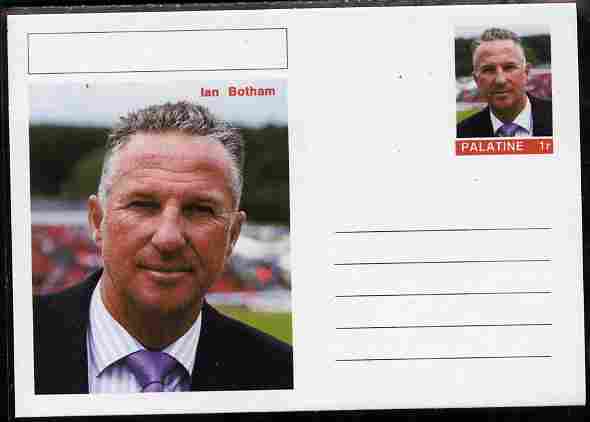 Palatine (Fantasy) Personalities - Ian Botham (cricket) postal stationery card unused and fine, stamps on personalities, stamps on sport, stamps on cricket
