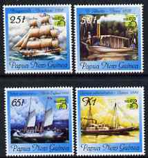 Papua New Guinea 1999 Australia '99 Stamp Exhibition - Ships perf set of 4 unmounted mint, SG 853-56, stamps on ships, stamps on stamp exhibitions