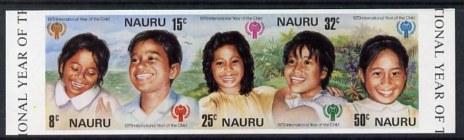 Nauru 1979 Year of the Child unmounted mint imperf se-tenant strip of 5 (as SG 211-5), stamps on , stamps on  stamps on children, stamps on  stamps on  iyc , stamps on  stamps on 