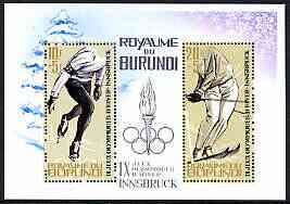 Burundi 1964 Innsbruck Winter Olympic Games perf m/sheet unmounted mint, SG MS 76a, Mi BL 3A, stamps on olympics, stamps on skating, stamps on skiing