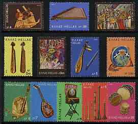 Greece 1975 Musical Instruments perf set of 12 unmounted mint, SG 1319-30, stamps on , stamps on  stamps on music, stamps on  stamps on musical instruments