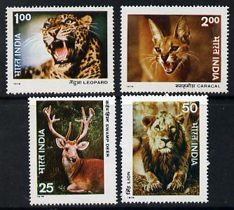 India 1976 Wildlife set of 4 unmounted mint SG 825-28, stamps on animals     cats     lion    leopard
