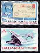 Bahamas 1969 50th Anniversary of Airmail Services perf set of 2 unmounted mint, SG 331-32, stamps on , stamps on  stamps on postal, stamps on  stamps on aviation, stamps on  stamps on stamp on stamp, stamps on  stamps on flying boats, stamps on  stamps on sikorsky, stamps on  stamps on stamponstamp