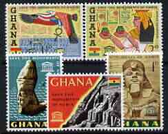 Ghana 1963  Nubian Monuments Preservation perf set of 5 unmounted mint, SG 319-23, stamps on monuments, stamps on heritage, stamps on egyptology