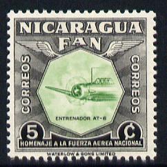 Nicaragua 1954 National Air Force Commemoration - 5c AT-6 Training Plane unmounted mint SG 1213, stamps on aviation, stamps on 