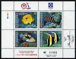 Micronesia 1996 10th Asian Stamp Exhibition (Fishes) perf sheetlet unmounted mint, SG 522a, stamps on fish, stamps on marine life, stamps on stamp exhibitions