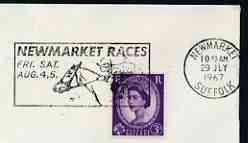 Postmark - Great Britain 1967 cover bearing illustrated slogan cancellation for Newmarket Races, stamps on , stamps on  stamps on sport, stamps on  stamps on horses, stamps on  stamps on horse racing