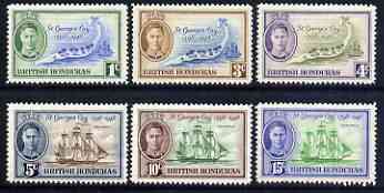 British Honduras 1949 150th Anniversary of Battle of St Georges Cay perf set of 6 unmounted mint, SG 166-71*, stamps on battles, stamps on ships, stamps on maps, stamps on  kg6 , stamps on 