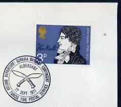 Postmark - Great Britain 1971 cover bearing illustrated cancellation for Departure Gurkha Brigade Contingent, Aldershot (BFPS), stamps on militaria