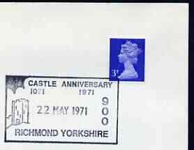 Postmark - Great Britain 1971 cover bearing illustrated cancellation for 900th Castle Anniversary, Richmond, stamps on castles