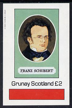 Grunay 1982 Composers (Schubert) imperf deluxe sheet (Â£2 value) unmounted mint, stamps on music, stamps on personalities, stamps on composers, stamps on opera