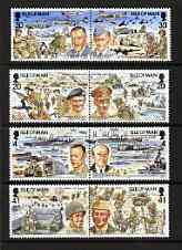 Isle of Man 1994 50th Anniversary of D-Day perf set of 8 (4 se-tenant pairs) unmounted mint, SG 606-13, stamps on , stamps on  ww2 , stamps on ships, stamps on militaria, stamps on aviation, stamps on spitfires, stamps on 