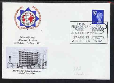 Postmark - Great Britain 1973 Illustrated cover for International Police Association Friendship Week with special cancel, stamps on police