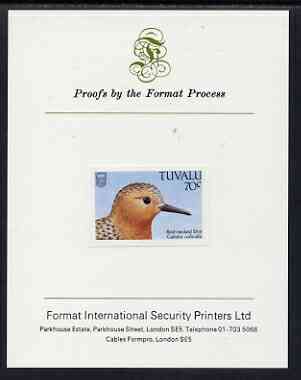 Tuvalu 1988 Sandpiper (Stint) 70c imperf proof mounted on Format International proof card, stamps on birds, stamps on sandpipers, stamps on stints