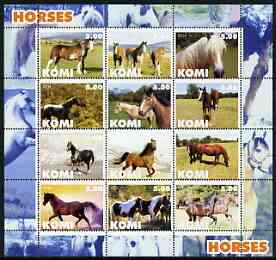 Komi Republic 2004 Horses perf sheetlet containing set of 12 values unmounted mint, stamps on horses