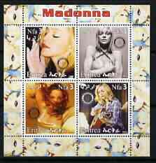 Eritrea 2003 Madonna #2 perf sheetlet containing set of 4 values each with Rotary International Logo unmounted mint, stamps on personalities, stamps on entertainments, stamps on music, stamps on pops, stamps on rotary, stamps on women