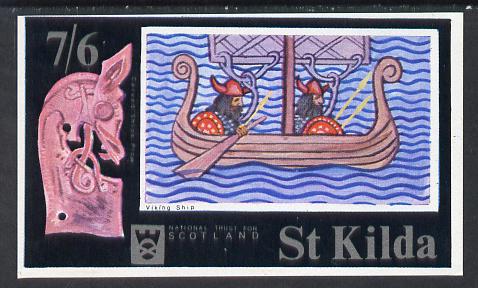 St Kilda 1971 Ships (Viking Ship) imperf souvenir sheet (7s6d value) unmounted mint, stamps on ships, stamps on vikings, stamps on figureheads