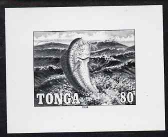 Tonga 1994 Dolphin Fish 80s (from Game Fishing set) B&W photographic proof, scarce thus, as SG 1268, stamps on marine life, stamps on fish, stamps on gamefish