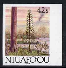 Tonga - Niuafo'ou 1989-93 Early Plant Life 42s (from Evolution of the Earth set) imperf marginal plate proof, scarce thus unmounted mint, as SG 124, stamps on trees, stamps on volcanoes