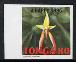 Tonga 1995 Orchid - Goodyera rubicunda 80s Christmas imperf marginal plate proof as SG 1334, stamps on christmas, stamps on orchids, stamps on flowers
