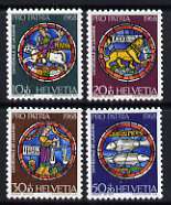 Switzerland 1968 Pro Patria (symbols of the month and signs of the Zodiac) set of 4 unmounted mint, SG 759-62, stamps on religion, stamps on stained glass, stamps on astrology, stamps on fish, stamps on cats, stamps on lion, stamps on horses, stamps on zodiac, stamps on zodiacs
