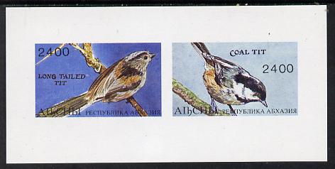 Abkhazia 1995 Birds (Tits) imperf souvenir sheet containing 2 values unmounted mint, stamps on birds