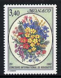 Monaco 1992 Monte Carlo 25th Flower Show 3f 40 unmounted mint, SG 2079, stamps on flowers