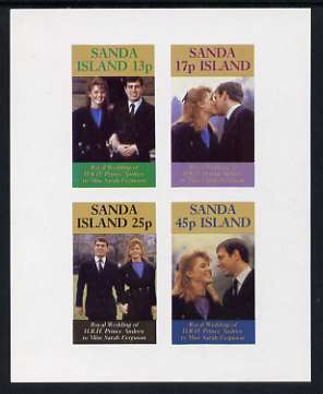Sanda Island 1986 Royal Wedding imperf sheetlet of 4, unmounted mint, stamps on royalty, stamps on andrew & fergie