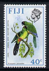 Fiji 1975-77 Birds & Flowers 40c (Masked Shining Parrot) unmounted mint SG 517, stamps on birds, stamps on parrots