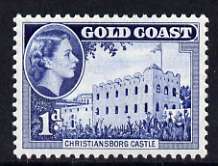 Gold Coast 1952-54 Christiansborg Castle 1d unmounted mint from def set, SG 154, stamps on castles