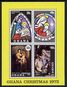 Ghana 1973 Christmas imperf m/sheet unmounted mint, SG MS 699, stamps on christmas, stamps on stained glass, stamps on arts, stamps on murillo