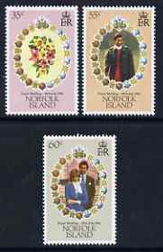 Norfolk Island 1981 Royal Wedding set of 3 unmounted mint, SG 262-64, stamps on , stamps on  stamps on royalty, stamps on  stamps on charles, stamps on  stamps on diana