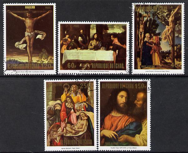 Chad 1973 Easter Paintings set of 5 cto used, stamps on arts    easter