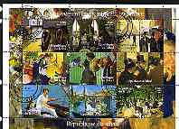 Chad 2001 Impressionist Art in France perf sheetlet containing 9 values, cto used, stamps on arts, stamps on 