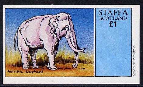 Staffa 1982 Asiatic Elephant imperf souvenir sheet (Â£1 value) unmounted mint, stamps on animals    elephant
