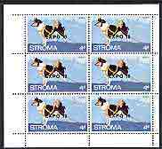 Stroma 1970 Dogs 4d (Husky) complete perf sheetlet of 6 with 'Osaka Expo 70' opt unmounted mint, stamps on dogs, stamps on expo