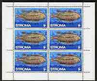 Stroma 1970 Fish 1s (Sole) with silver dot obliterating '6th' then opt'd '5th Anniversary of Death of Sir Winston Churchill' complete perf sheetlet of 6 values unmounted mint, stamps on fish, stamps on churchill