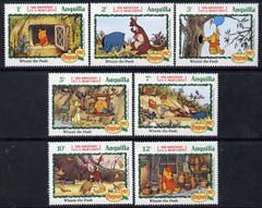 Anguilla 1982 Birth Cent of A A Milne short set to 12c unmounted mint, featuring scenes from Disney's 'Winnie The Pooh', SG 534-40, stamps on disney, stamps on christmas, stamps on literature, stamps on milne, stamps on teddy bears, stamps on honey, stamps on birds of prey, stamps on owls
