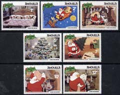 Anguilla 1981 Christmas short set to 12c showing scenes from Walt Disney's 'The Night Before Christmas', SG 475-81 unmounted mint, stamps on disney, stamps on christmas