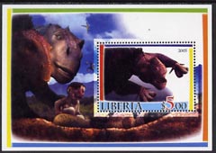 Liberia 2005 Dinosaurs #4 perf souvenir sheet fine cto used, stamps on dinosaurs