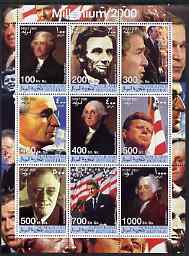 Somaliland 2001 Millennium series - US Presidents perf sheetlet containing 9 values unmounted mint, stamps on personalities, stamps on millennium, stamps on americana, stamps on usa presidents, stamps on constitutions, stamps on kennedy