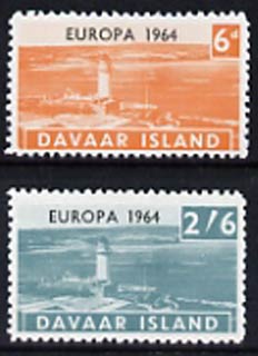 Davaar Island 1964 Europa perf set of 2 (Lighthouses) unmounted mint, stamps on europa, stamps on lighthouses